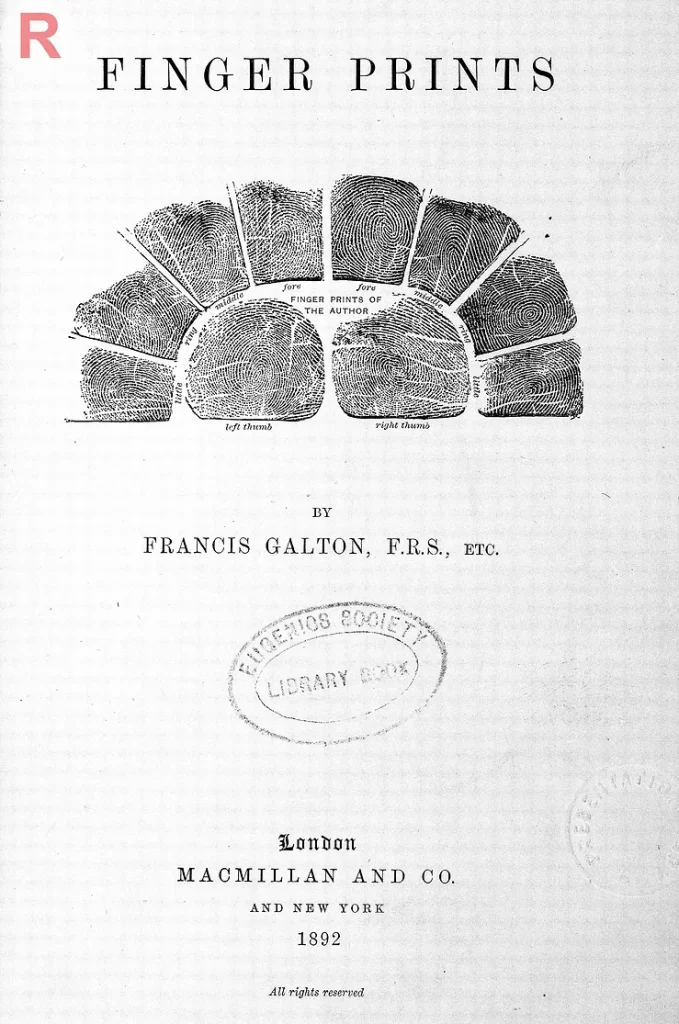 Book cover illustrated by fingerprints marks. 